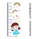   meter growth  cute kids  girl ... | Shutterstock .eps vector #1145848016