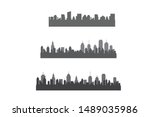 set modern city skyline vector... | Shutterstock .eps vector #1489035986