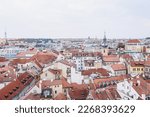 view from above the red roofs of European houses