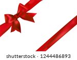 red bow with ribbon. | Shutterstock .eps vector #1244486893