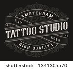 vintage tattoo logo design on... | Shutterstock .eps vector #1341305570