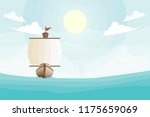 sailboat in the blue ocean with ... | Shutterstock .eps vector #1175659069