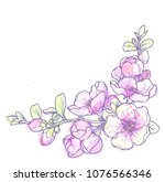ink  pencil  watercolor apple... | Shutterstock .eps vector #1076566346