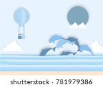 illustration of dolphins... | Shutterstock .eps vector #781979386