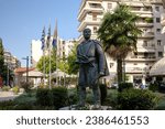 Small photo of Thessaloniki, Greece - September 22, 2023 : View of a bronzed statue of a Cretan Macedonian Fighter in Thessaloniki Greece