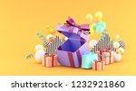 gift box and shopping bag amid... | Shutterstock . vector #1232921860