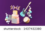 guitar amplifiers  guitars and... | Shutterstock . vector #1437432380