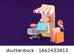 online shopping banner with... | Shutterstock . vector #1662433813