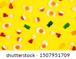 assorted jelly sweets on yellow ... | Shutterstock . vector #1507951709