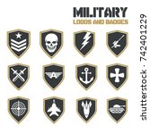 military army like badges logos ... | Shutterstock .eps vector #742401229