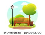 illustration of bench and... | Shutterstock .eps vector #1040892700