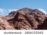 View on the Mount Sinai (Mount Horeb or Gabal Musa), a mountain in the Sinai, Egypt. It is a possible location of the biblical Mount Sinai, place where Moses received the Ten Commandments.
