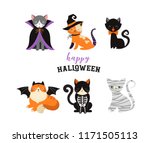 halloween cats costume party.... | Shutterstock .eps vector #1171505113
