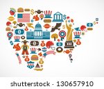America Map With Many Vector...