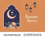 modern bohemian style ramadan... | Shutterstock .eps vector #2135552423