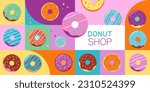 donuts colorful pastel icons ...