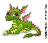 Cute Cartoon Green Dragon ...