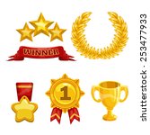 award and trophy icons set ... | Shutterstock .eps vector #253477933