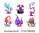 beautiful fantasy mushrooms set.... | Shutterstock .eps vector #576748000