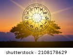 Small photo of Zodiac signs inside of horoscope circle astrology and horoscopes concept