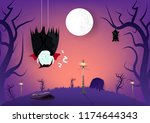 halloween  vampire and bats... | Shutterstock .eps vector #1174644343