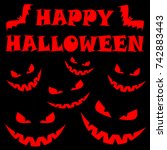 happy halloween banner with... | Shutterstock .eps vector #742883443
