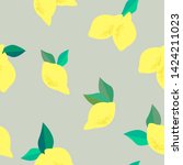 lemons with leaves  pattern... | Shutterstock .eps vector #1424211023