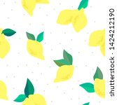 lemons with leaves  pattern... | Shutterstock .eps vector #1424212190