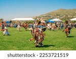 Small photo of Malibu, California, USA - April 9, 2022. Powwow. Annual Powwow and Intertribal Gathering Malibu Chumash Day. Native Americans dressed in Full Regalia.
