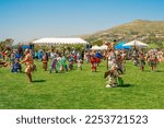 Small photo of Malibu, California, USA - April 9, 2022. Powwow. Annual Powwow and Intertribal Gathering Malibu Chumash Day. Native Americans dressed in Full Regalia.