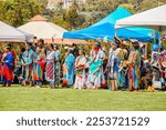 Small photo of Malibu, California, USA - April 9, 2022. Powwow. Native Americans dressed in full regalia. Chumash Day Powwow and Intertribal Gathering.