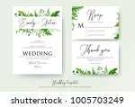 wedding invitation  floral... | Shutterstock .eps vector #1005703249