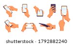 hand holding smartphone. vector ... | Shutterstock .eps vector #1792882240