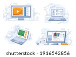 online webinars trainings and... | Shutterstock .eps vector #1916542856