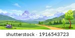 mountain landscape with green... | Shutterstock .eps vector #1916543723