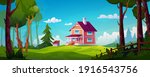 rural house landscape forest... | Shutterstock .eps vector #1916543756