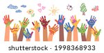 children drawings with paints... | Shutterstock .eps vector #1998368933