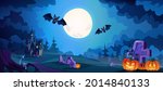 scary halloween night with full ... | Shutterstock .eps vector #2014840133