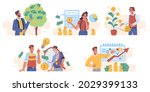 planting money tree  people and ... | Shutterstock .eps vector #2029399133