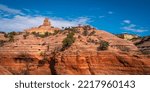 Small photo of Church Rock and eroded red rock walls along trails in Red Rock Park in Gallup, McKinley County, New Mexico, USA