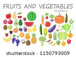 colorful fruits and vegetables... | Shutterstock .eps vector #1150793009