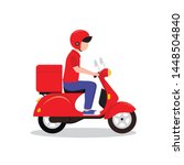 Delivery Man Riding A Red...