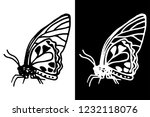 butterfly isolated hand drawn... | Shutterstock .eps vector #1232118076