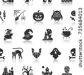 halloween seamless pattern.... | Shutterstock .eps vector #735684013