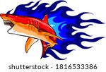 emblem sharks and fire vector... | Shutterstock .eps vector #1816533386