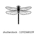 Black Dragonfly Sign Symbol...