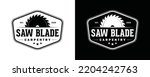 Saw blade or sawmill carpentry for cutting wood symbol icon vintage logo vector.