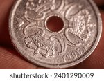 Small photo of Danish petty cash. Danish coins Close-up