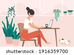 woman working online and... | Shutterstock .eps vector #1916359700