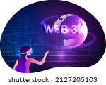 web 3.0 concept  web 3.0... | Shutterstock .eps vector #2127205103